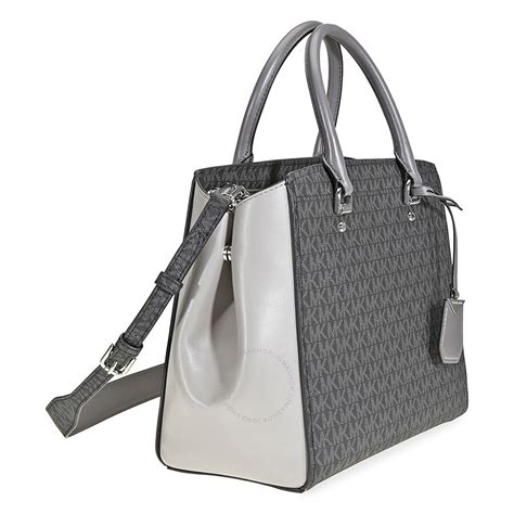 michael kors pink and gray purse|michael kors signature tote gray.